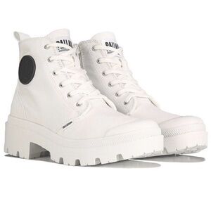 Palladium Women's Twill White Canvas Lug-Sole Boot NWB